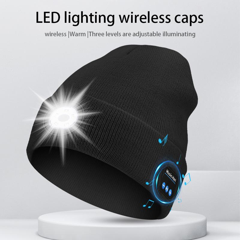 LED Light&Bluetooth Music Warm Beanie for Winter Sport,Hiking,Golf,Hunting,Camping,Skiing,Open-Ear, High-tech Gifts