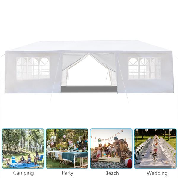 Spring Outdoor Party Tent for Party,Wedding,Camping,Beach(10'x30'),8 Removable Sidewalls,Waterproof Canopy Patio Wedding Gazebo, White