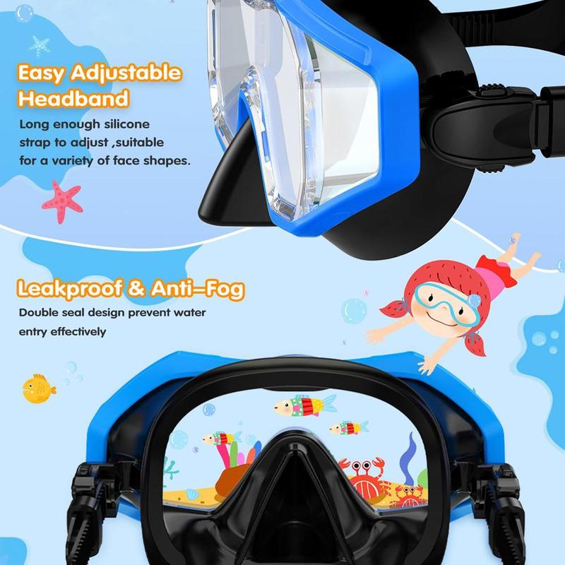 3 Window Panoramic Wide View Diving Mask, Adjustable Scuba Snorkeling Swimming Diving Goggles, Water Sports Equipment