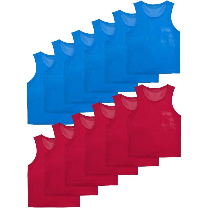 Pinnies Scrimmage Vests, Team Practice Sports Jersey for Child Youth Teen Adult, Lightweight, Set of 12 24