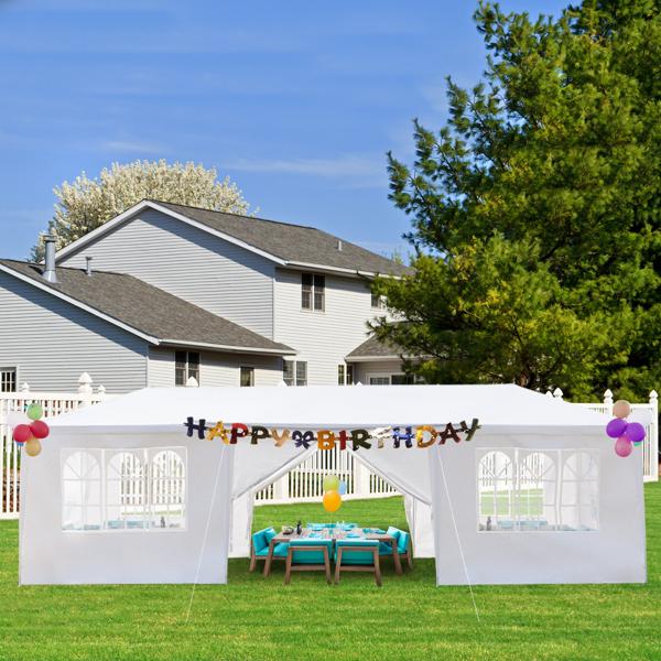 Spring Outdoor Party Tent for Party,Wedding,Camping,Beach(10'x30'),8 Removable Sidewalls,Waterproof Canopy Patio Wedding Gazebo, White