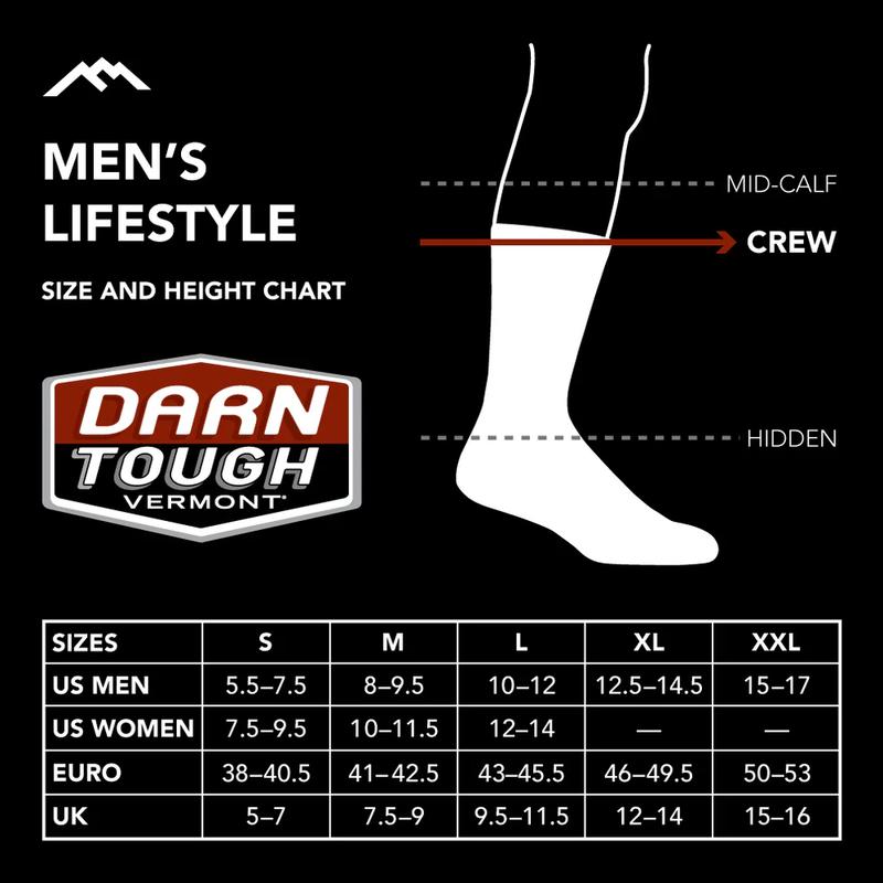 Darn Tough Sock, Unisex Hiker Micro Crew Midweight Hiking Sock, Color Black Olive, Size M L XL, Ideas For Outdoor Activity, Everyday Use, Menswear