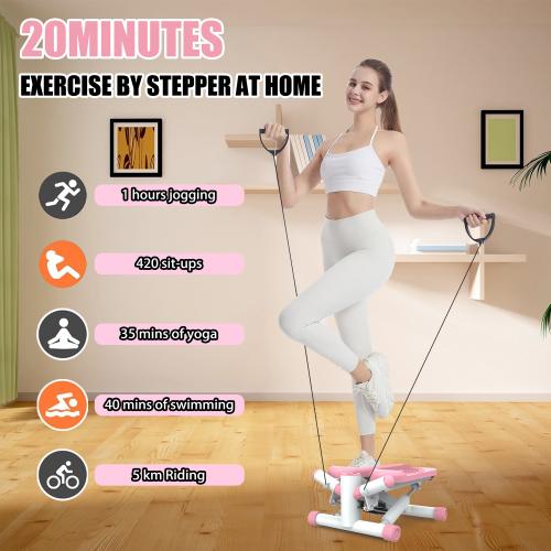 [SAYGOGO] 330LBS Steppers for Exercise - Mini Stair Stepper Machine with Resistance Bands  Twist Stepper Portable Exercise Equipment for Full Body Workout