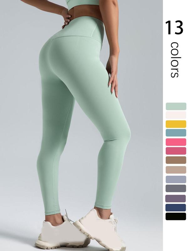 Women's Solid High Waist Sports Leggings, Sporty Breathable Comfortable Skinny Pants, High Stretch Yoga Leggings, Ladies Sportswear for Indoor Outdoor Wear