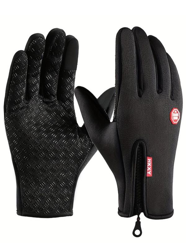 Winter Sensitive Touch Screen Gloves, with Adjustable Zipper, Windproof and Waterproof Function on The Back, Outdoor Climbing, Fishing and Running Sports Gloves, Unisex