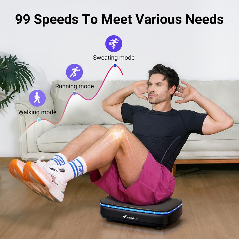 MERACH Vibration Plate Exercise Machine with Bluetooth & Light , Lymphatic Drainage Machine, Whole Body Workout Vibration Platform for Wellness and Fitness