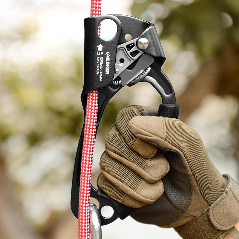 WILDKEN Climbing Hand Ascender Outdoor Mountaineering Tree Arborist Climbing Rappelling Equip Hand Ascender for 8-12MM Rope Left Right Hand Ascender