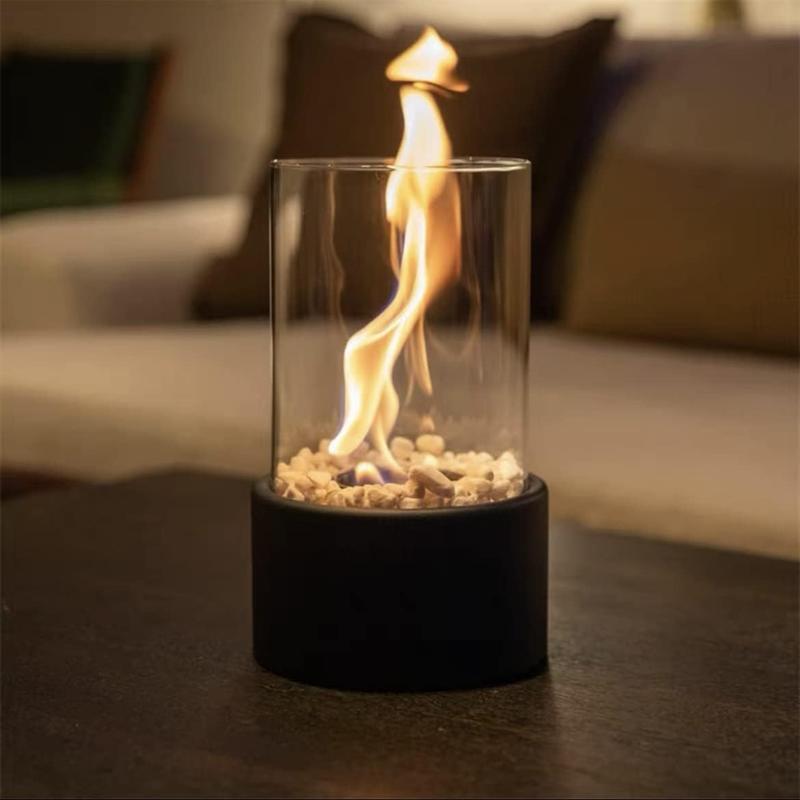 Portable Bioethanol Fireplace, Round Table Small Fire Pit, Alcohol Fireplace, Indoor & Outdoor Winter Heating Barbecue Equipment