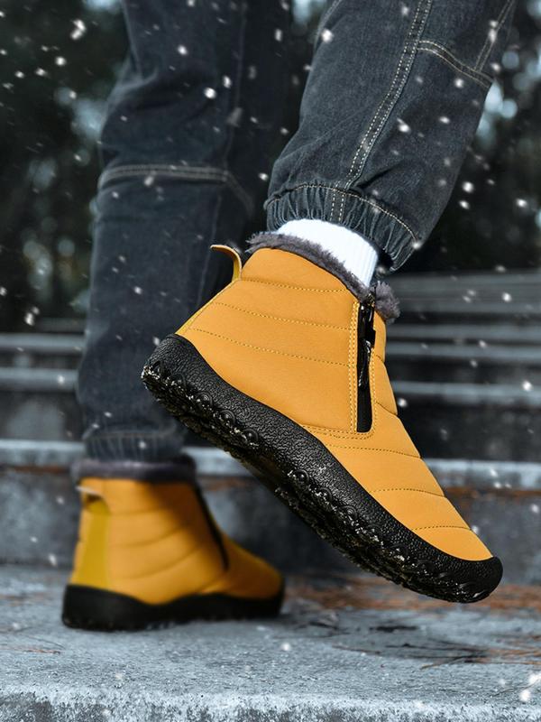 Men's Letter Zipper Design Hiking Boots, Casual Sporty Warm Snow Boots for Outdoor Activities, Climbing Shoes, Male All-match Sports Shoes for Daily Wear