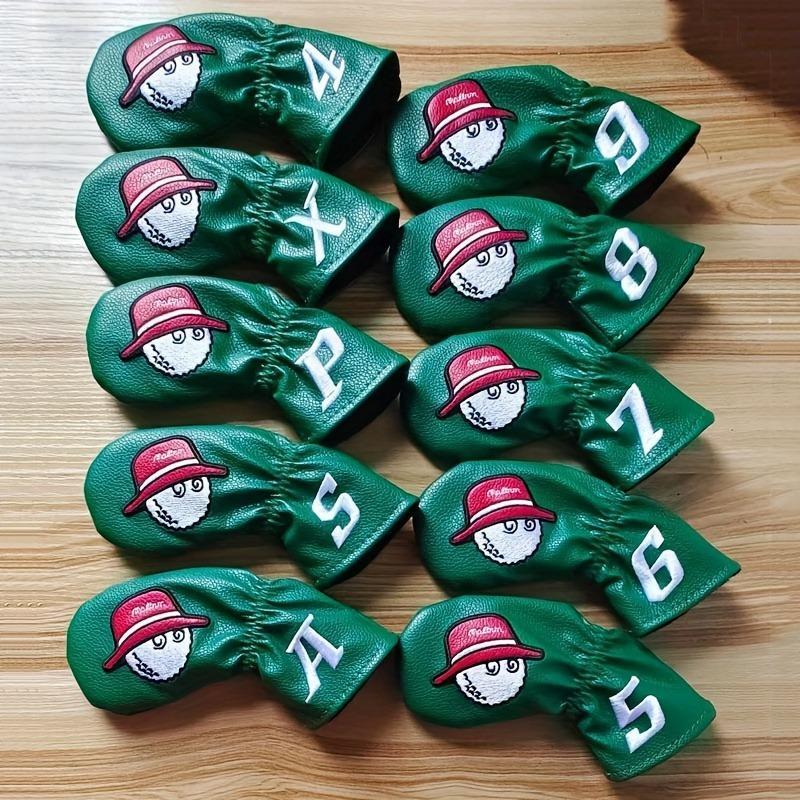 Golf Iron Head Cover, 10 Counts set PU Leather Golf Iron Club Head Cover, Golf Accessories for Men & Women, Protect Your Clubs and Look Great on the Course