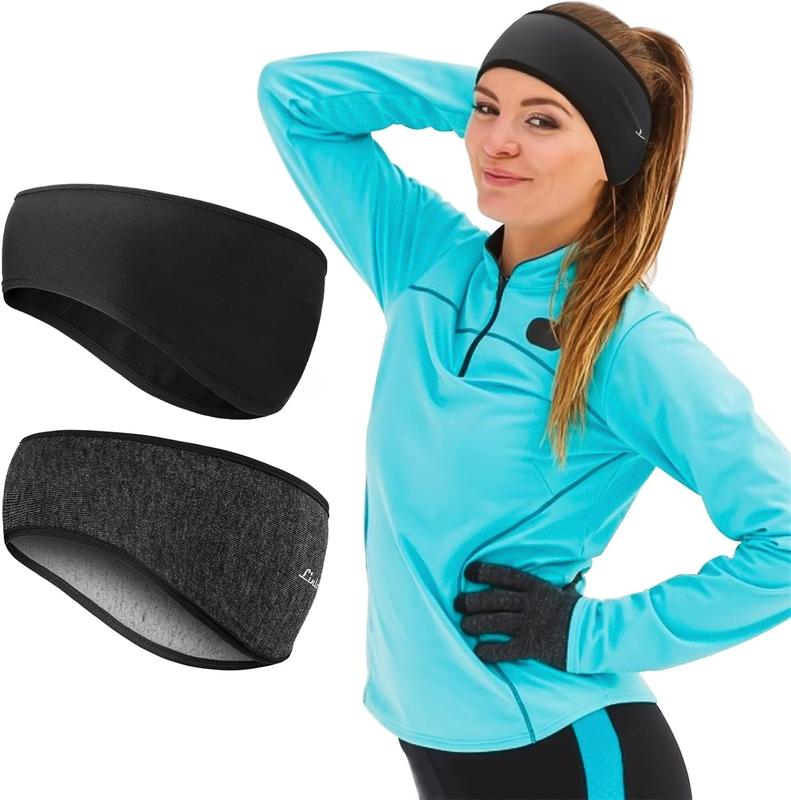 Winter Ear Warmer Headband for Women and Men - Fleece Stretchy Thermal Ear Muffs for Running Hiking Ski Cycling Jogging 2 Pack