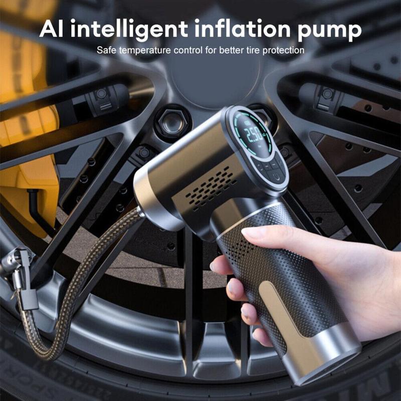 Portable Wireless Car Air Compressor, 150PSI Handheld Wireless Air Pump with Digital Display & LED Lighting, Suitable for Car, Motorcycle, Bicycle, Ball