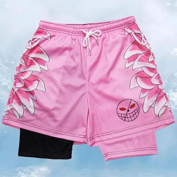 Men's Colorblock & Cartoon Print Drawstring Waist 2 IN 1 Sports Shorts, Regular Fit Sporty Pocket Quick Drying BreathableÂ Track Shorts, Men's Sports Shorts for Summer14