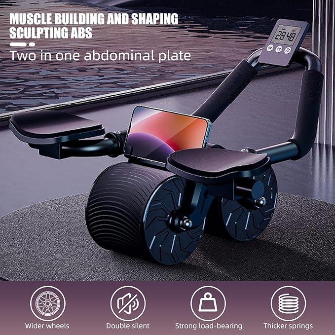 2024 Ab Roller Wheel with Elbow Support, Elbow Support Automatic Rebound Abdominal Wheel,Ab Roller for Abdominal Exercise Machine for Women Men