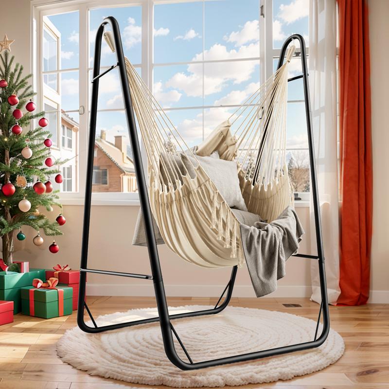 YITAHOME Hammock with Stand, Max. load 150 kg, Hammock Stand with Hanging Swing, 132x90x160 cm, Sturdy Steel Frame, Swing Chair with 2 Hooks and 1 Side Pocket for Patio, Balcony and Garden