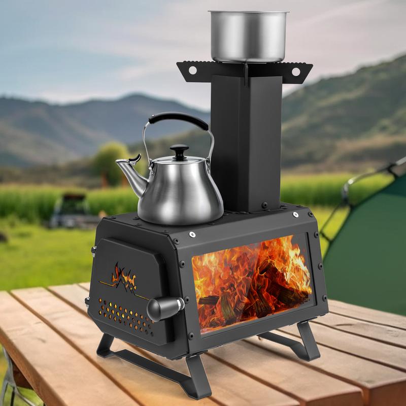 FestivalJoy-Portable Wood Camping Burning Stove Heater with 2 Cooking Positions