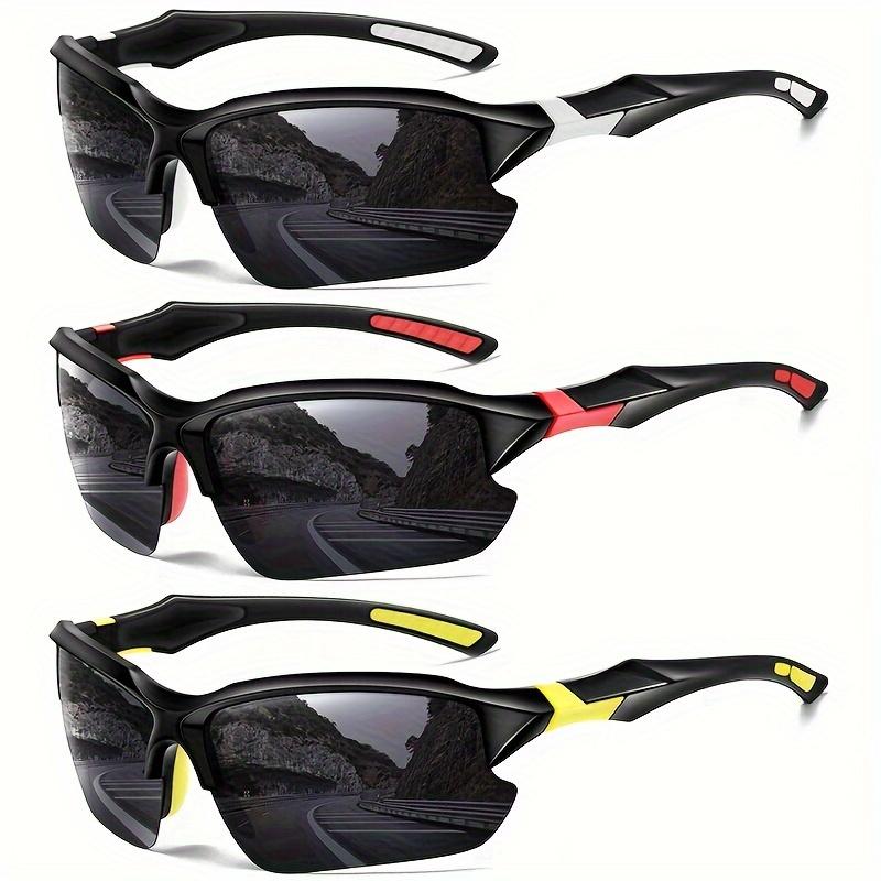 3pcs Polarized Sports Wraparound Glasses - Impact-Resistant PC Frame, Anti-Glare Lens, Windproof, Sweatproof, and UV Protection for Cycling, Baseball, Running, Fishing, Golf, and Driving