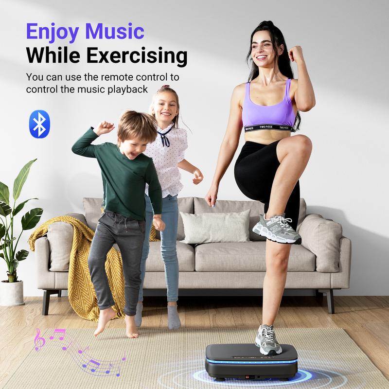 MERACH Vibration Plate Exercise Machine with Bluetooth & Light , Lymphatic Drainage Machine, Whole Body Workout Vibration Platform for Wellness and Fitness