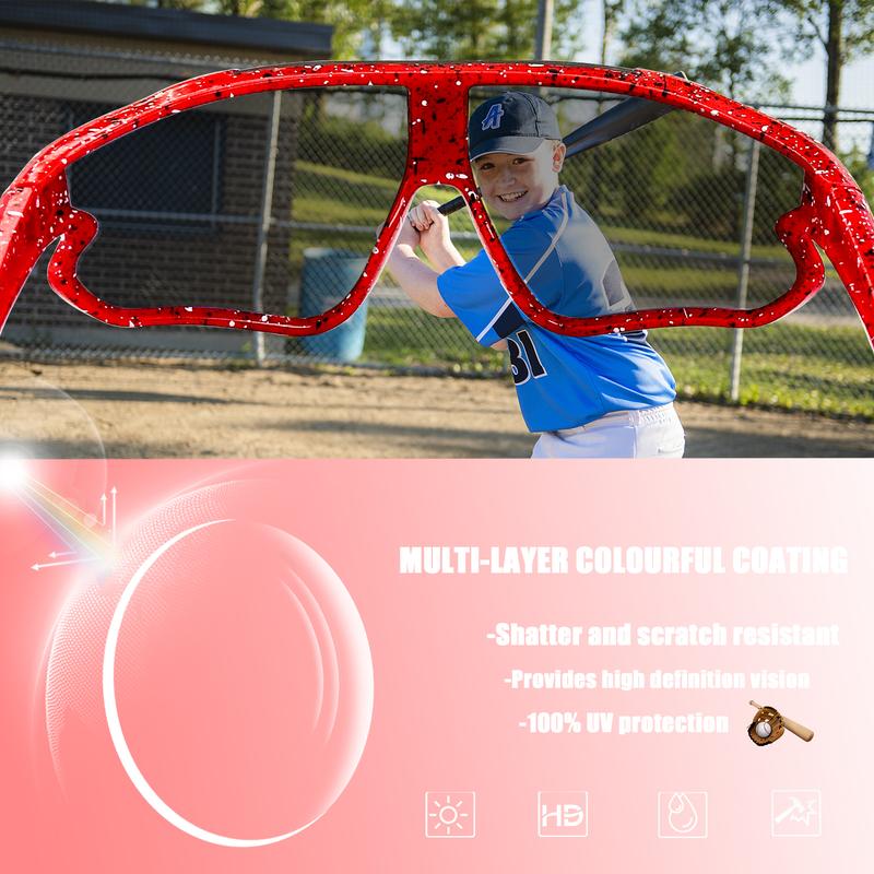 Jawunfy 3PACK Youth Baseball Kids Sunglasses UV400 Sports Glasses for 4-12 Boys Girls Cycling Softball Running Goggles