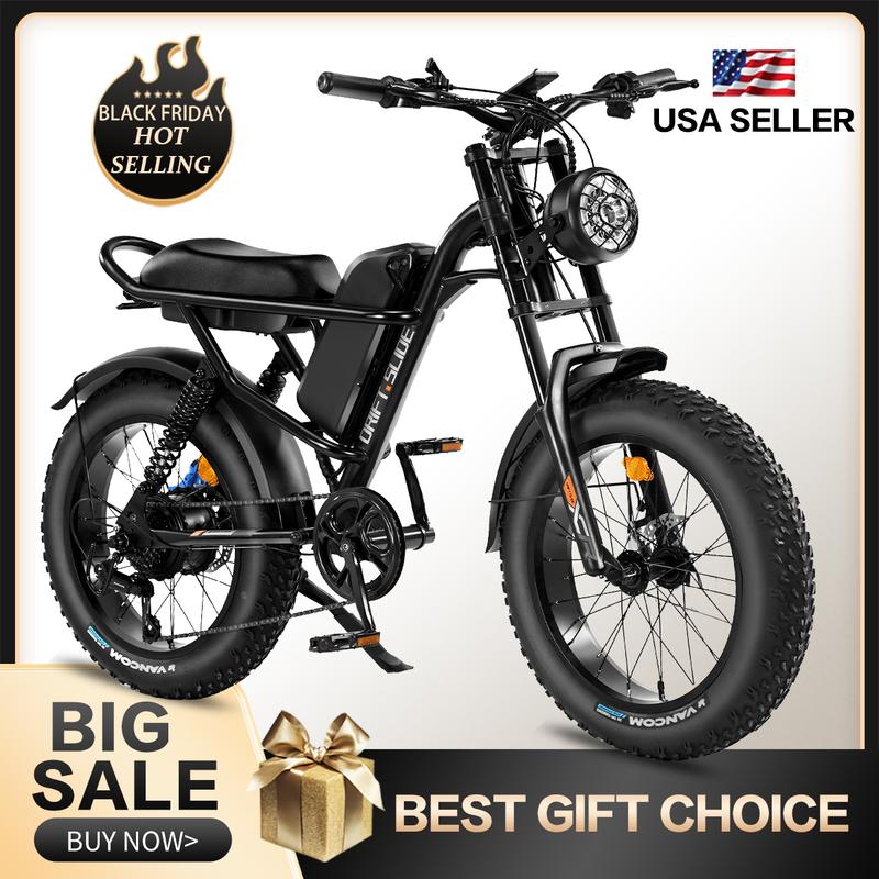 DRIFT.SLIDE 1500W Peak Power Electric Bike for Adults, 28 MPH 60 Miles Electric Moped Style Bike, 48V 20.8 Ah UL 2849 Removable Battery, 7 Speed 20