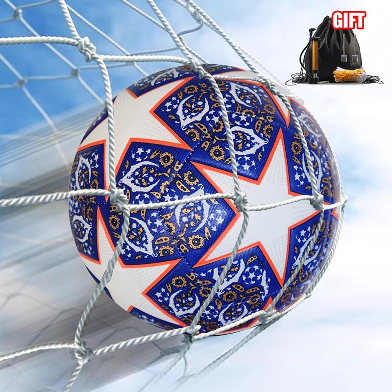 Durable Curve Soccer Ball Size 5 with Air Pump, 2024 Game Football, Star Pattern Training Soccer, Training Competition Soccer, Football Equipment, 2024 Football Equipment, Football Game Summer Gift, Childlike Toys