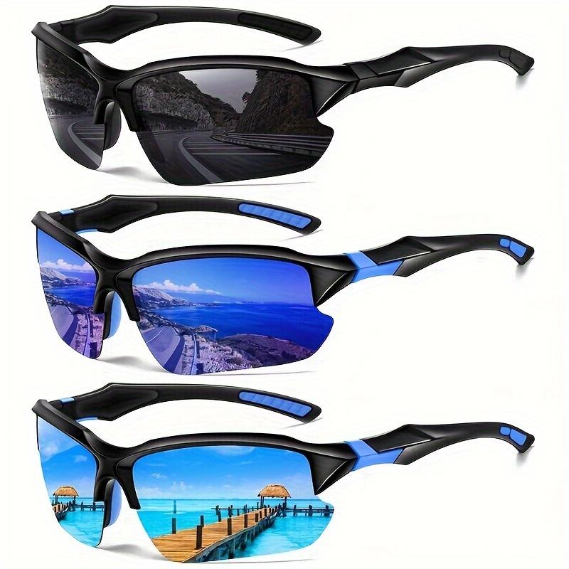 3pcs Polarized Sports Wraparound Glasses - Impact-Resistant PC Frame, Anti-Glare Lens, Windproof, Sweatproof, and UV Protection for Cycling, Baseball, Running, Fishing, Golf, and Driving