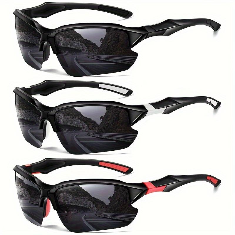 3pcs Polarized Sports Wraparound Glasses - Impact-Resistant PC Frame, Anti-Glare Lens, Windproof, Sweatproof, and UV Protection for Cycling, Baseball, Running, Fishing, Golf, and Driving