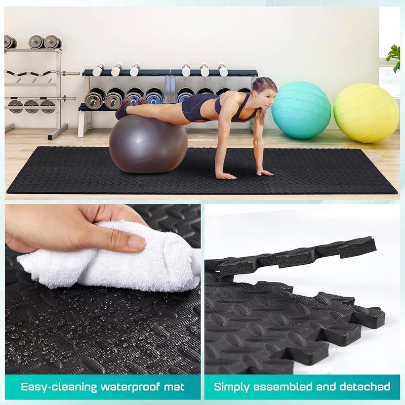 Yes4All 12, 16, 36 SQ. FT Puzzle Interlocking Exercise Mat Tiles for Home Gym, Exercise EVA Foam Floor Padding with Border for Workout Equipment Yes4All