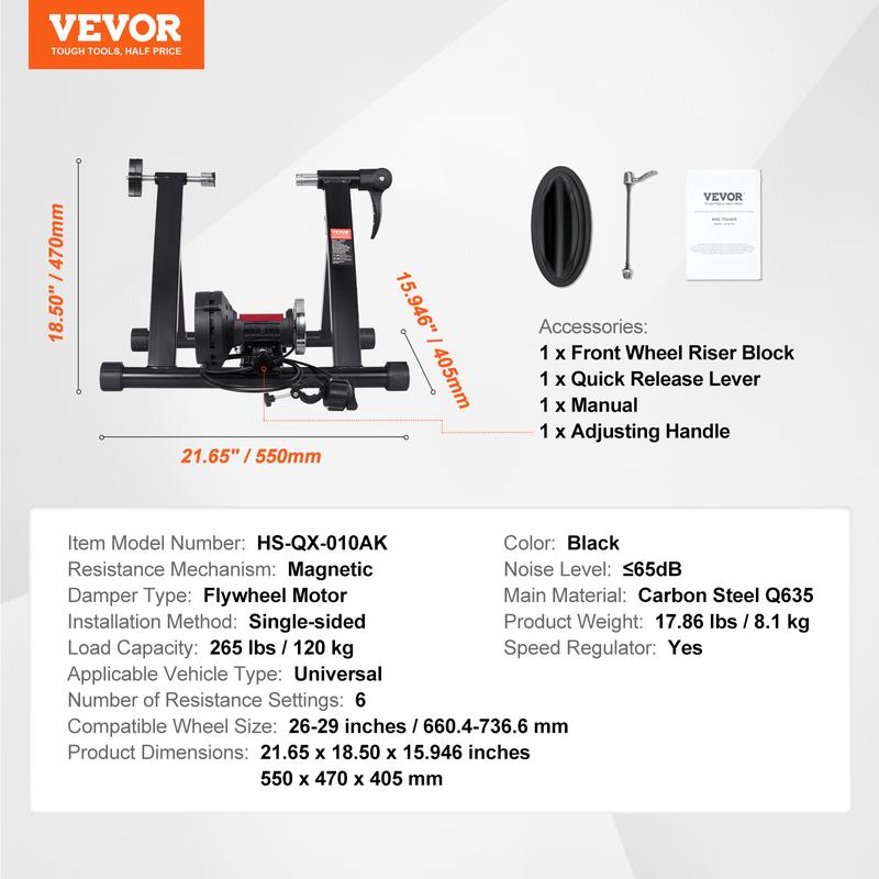 VEVOR Bike Trainer Stand, Magnetic Stationary Bike Stand for 26