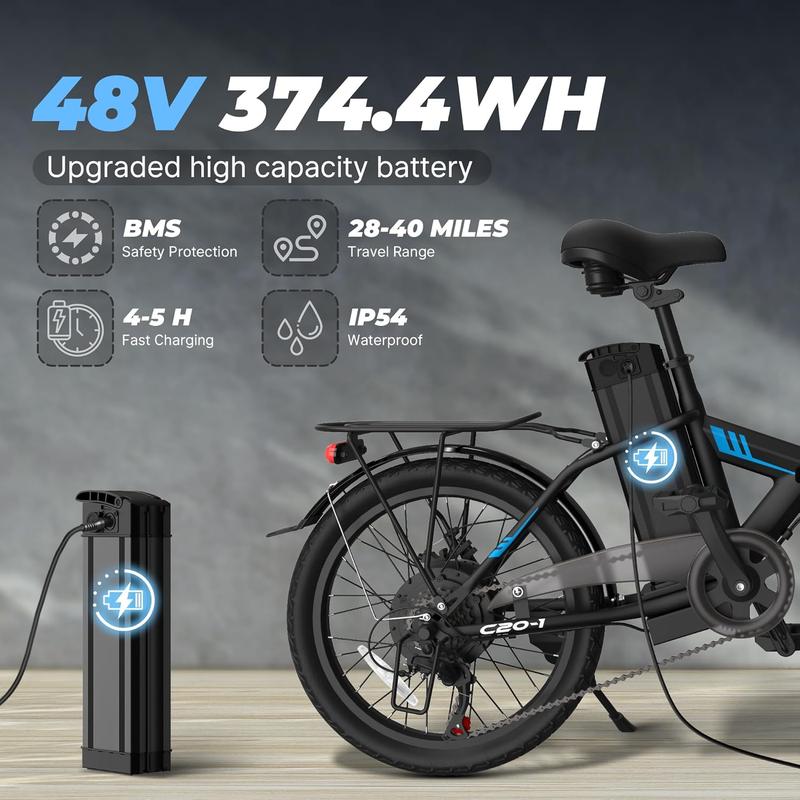 VARUN Electric Bike - Peak 750W Folding Ebike for Adults Up to 40 Miles 20MPH, 48V Removable Lithium-Battery, Stylish 20