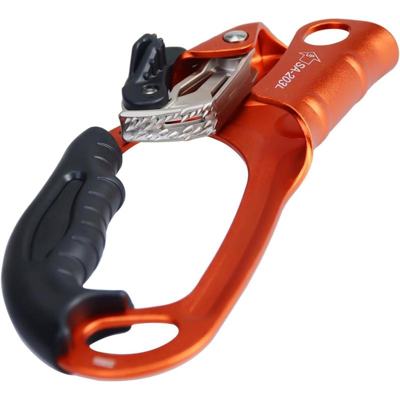 CE Hand Ascender,140kgs Rappelling Gear Equipment with  Rubber Handle for Rock Climbing Tree Arborist, Climbing Rescue Caving, Mountaineering, 8~13MM Rope, 4kN,Right Left Hand