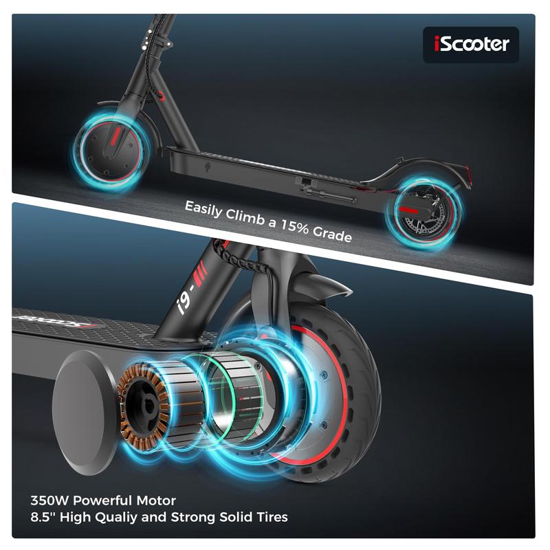  i9 Electric Scooter, 25 22 18 Miles Range, 25 19 15.6 MPH Top Speed, 800W 500W 350W Foldable Commuting Electric Scooter with Double Braking Systems and APP for Adults and Teens