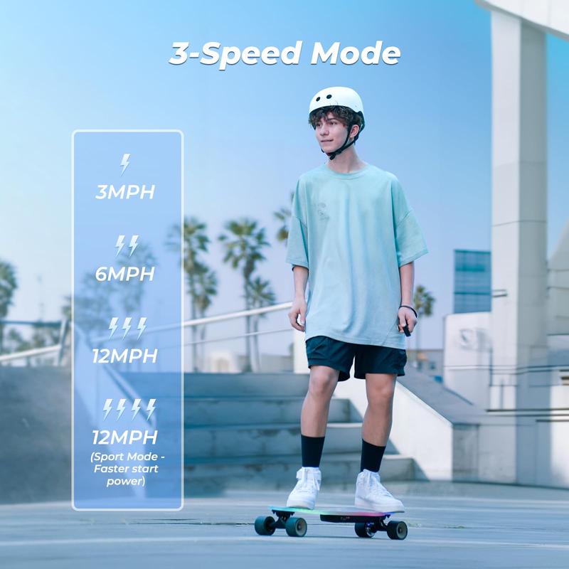 V6 Pro Electric Skateboard with Remote, 450W Brushless Motor, 12Mph Top Speed, Electric Longboard for Adults ＆Teens