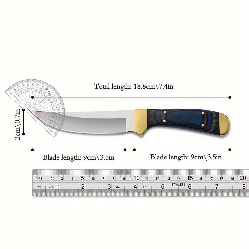 Stainless Steel Knife, 1 Count Sharp Straight Knife with Colorful Wooden Handle & Cover, Kitchen Gadgets for Camping, Hiking, Fishing