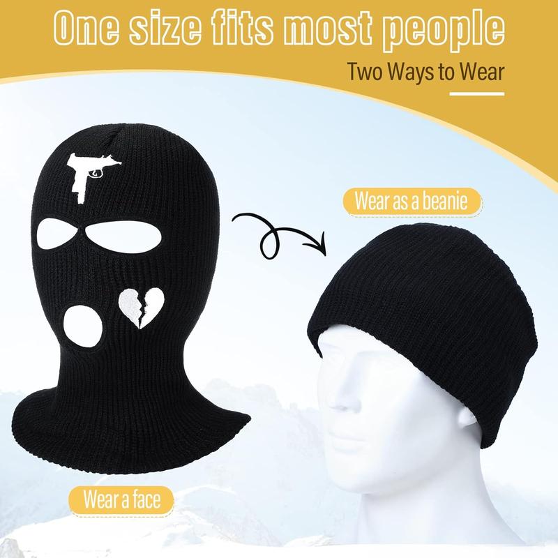 2 count 3 Hole Ski Mask Winter Warm Balaclava Full Face Knit Mask Ski Hat Mask Knitted Full Face Cover for Men Women