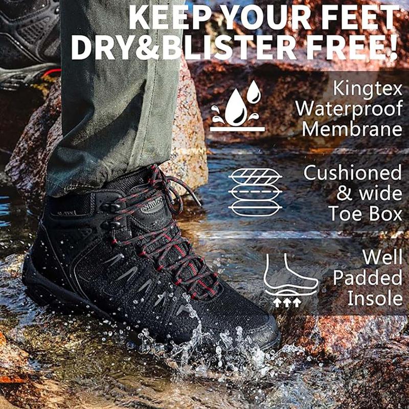 Men's Shoes Waterproof Hiking Boots Non-Slip Lightweight Outdoor Mid Top Ankle Boot Breathable Work Trekking Shoes