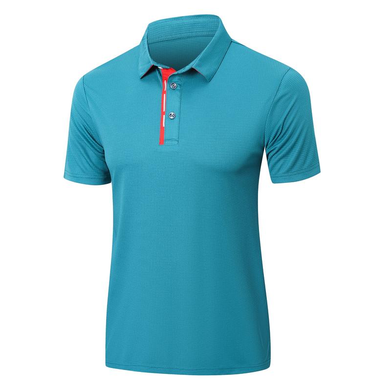 3-piece men's polo shirt breathable and quick drying golf polo shirt with contrasting collar, outdoor sports T-shirt with 3 buttons