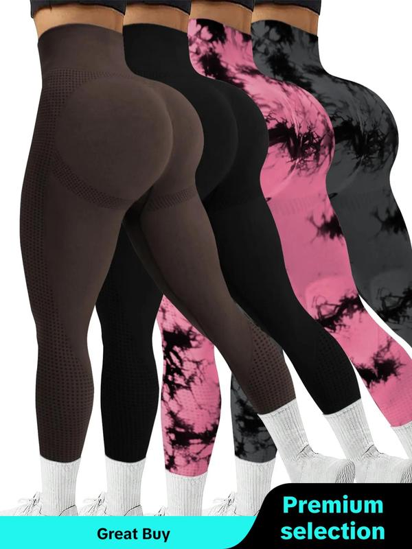 Women's Tie Dye Print High Waist Sports Leggings, Casual Comfy Breathable Seamless Tummy Control Skinny Pants for Yoga Gym Workout Running, Ladies Sportswear for All Seasons, Gym Outfits Women, Fall Outfits, Fallfreshness