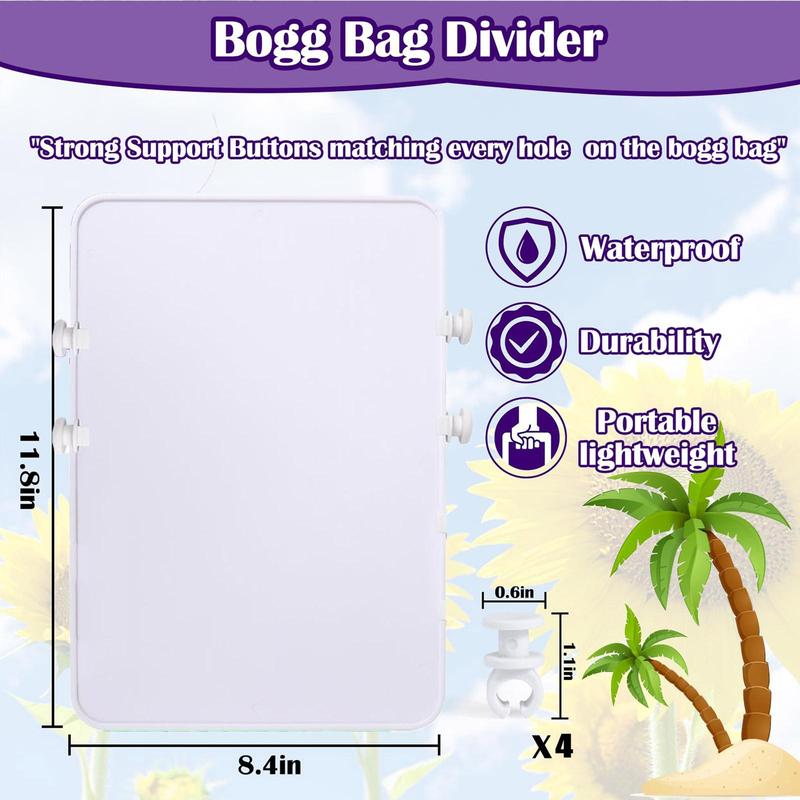 Bogg Bag Divider Tray, 1 Count Durable Portable Lightweight Tray with 4 Plastic Clips, Insert Tray for Beach Summer Vacation Trips(only Divider)