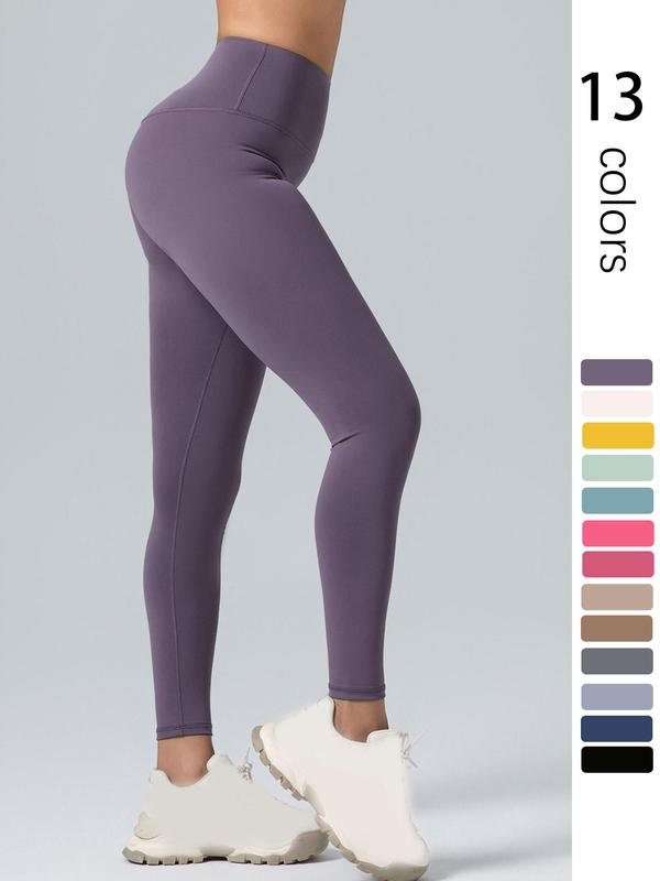 Women's Solid High Waist Sports Leggings, Sporty Breathable Comfortable Skinny Pants, High Stretch Yoga Leggings, Ladies Sportswear for Indoor Outdoor Wear