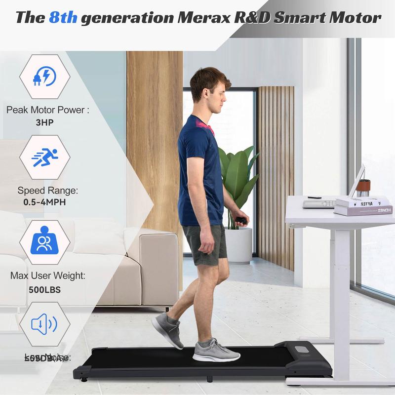 500LBS 3HP Walking Pad,Under Desk Treadmill with 4mph Speed,47