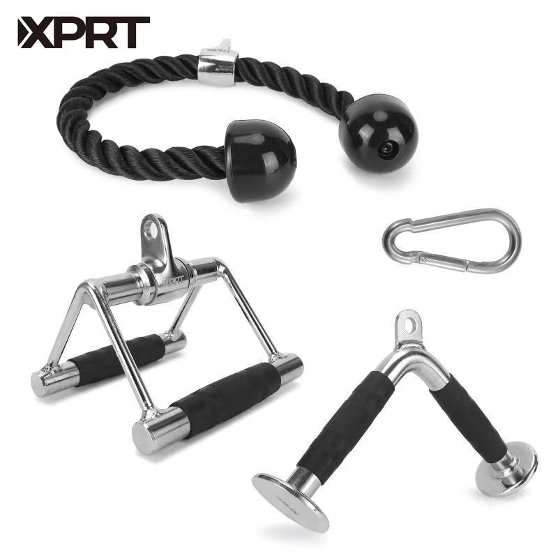 XPRT Pull Down Attachment Set of 3 - Cable Machine Accessories for Home Gym - Made of Heavy Duty Solid Steel- ‎V Handle+V Shaped Bar+Tricep Rope