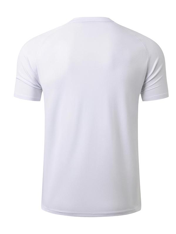 Men's Solid Round Neck Raglan Sleeve Tee, Breathable Quick Drying Short Sleeve T-shirt for Running Gym Workout, Graphic Tees for Men, Mens Top for Summer