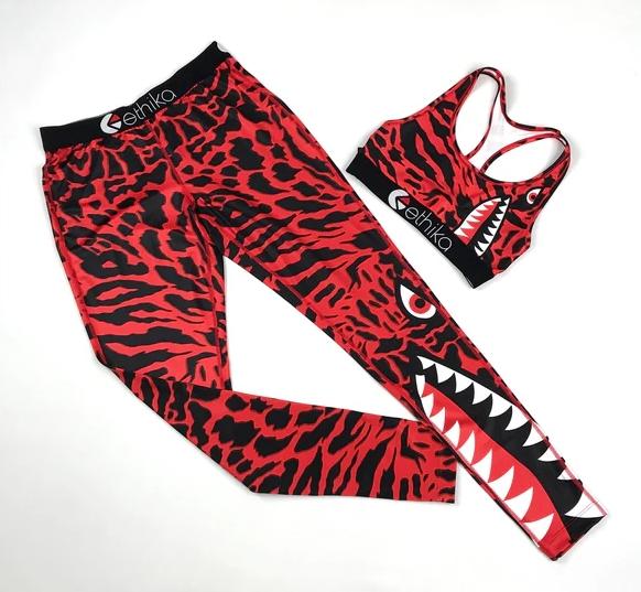 Ethika Women's Yoga Suit Women's Sports Fitness Jogging Breathable Fashion Suit Fitness Camouflage Printed Vest workout set