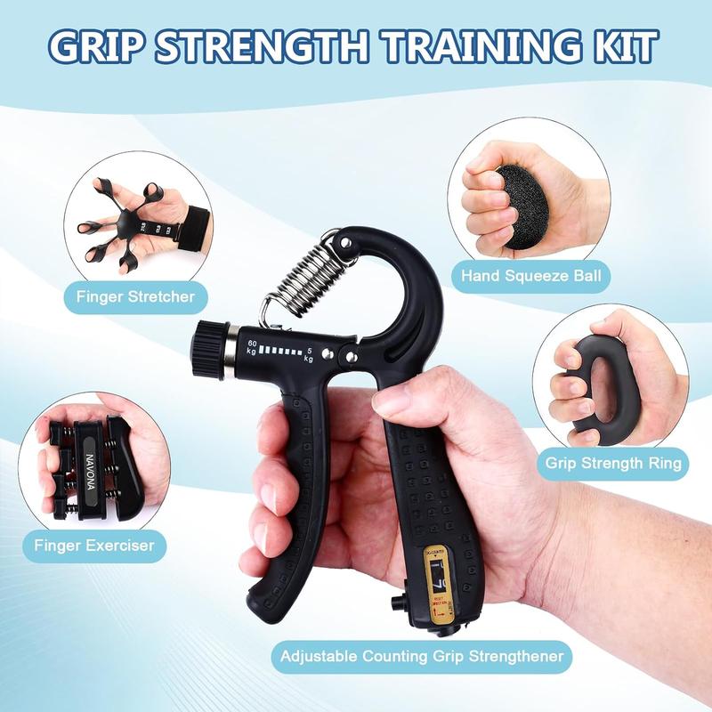 [2-day shipping] Smart Grip Strengthener - 10 Pcs Starter Kit - value pack - Forearm Strengthener (Repetition Counter Adjustable Resistance) Navona