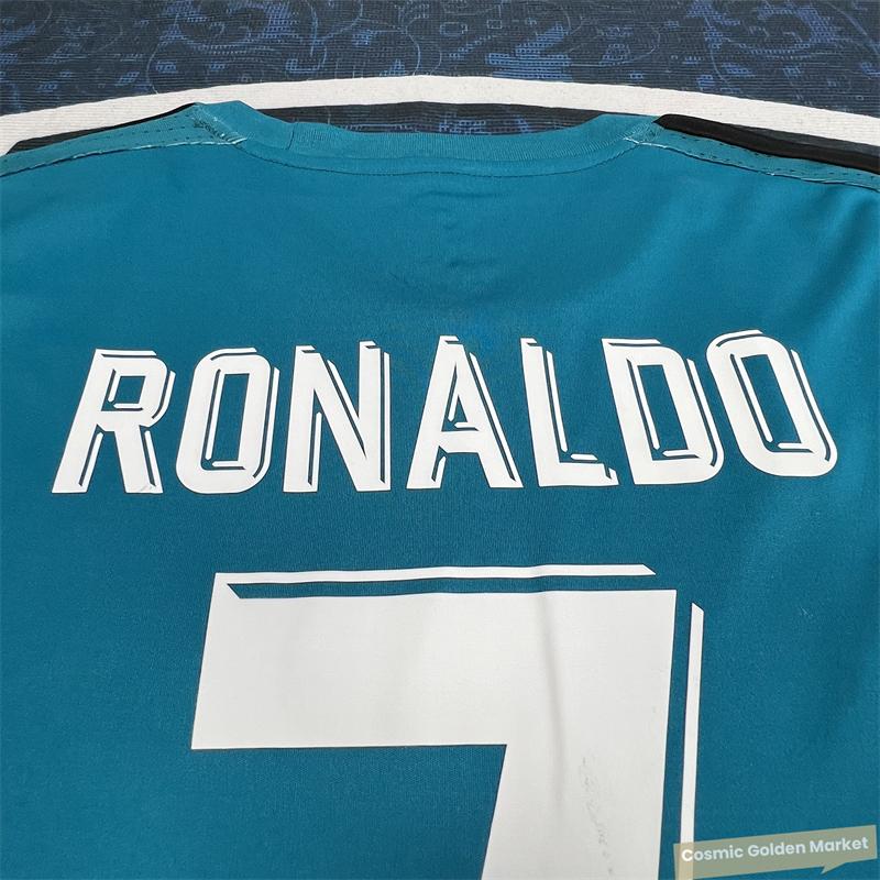 1718  Second Away Retro Soccer Jersey Long Sleeve No. 7 Ronaldo Classic Quick Dry Breathable