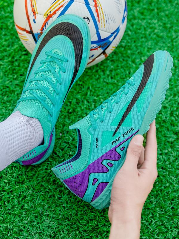 Men's Sports Colorblock Lace Up Soccer Shoes, Breathable Comfortable Sports Football Shoes, Football Cleats for Training & Competition