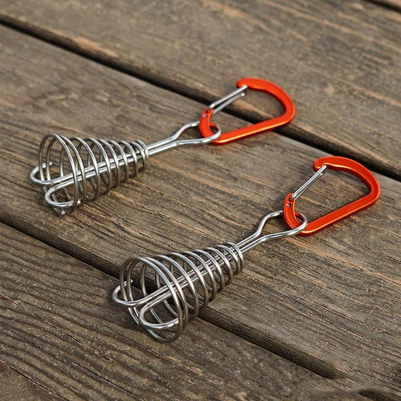 Deck Anchor Peg with Spring Hook, 3 Counts Portable Wind Rope Anchor, Windproof Tent Peg, Tent Accessories for Camping & Hiking