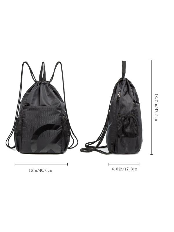 Drawstring & Zipper Waterproof Backpack, Gym Bag, Large Capacity Sports Bag For Tennis Pickleball Swimming Basketball Hiking Traveling, Sports Fitness Bag For Men Women, Sports & Outdoor Clothes Accessories