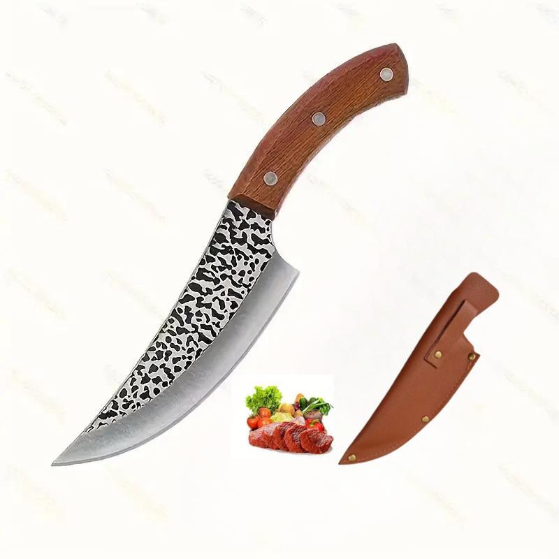 Outdoor Camping Meat Knife, 1 Count Stainless Steel Cleaver with Sheath, Multifunctional Kitchen Fruit Knife for Home & Outdoor Camping